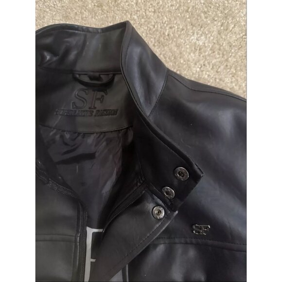 SF Superlative Fashion Italian men's leather jacket - Size L New with Tags - Picture 2 of 6